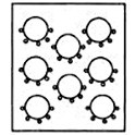 Crescent style seating has round tables with a limited number of chairs around the tables facing the speaker.  Chairs are not placed with the back to the speaker.