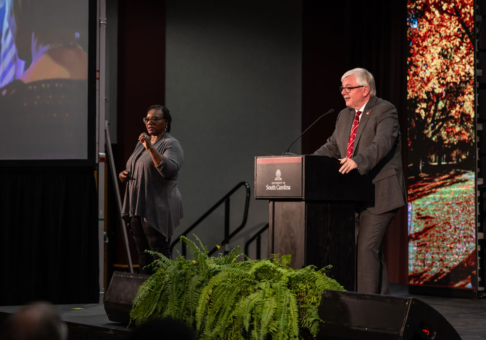 President Amiridis speaking at the 2024 State of the University address