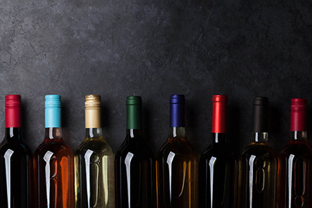 Eight bottles on wine lying down