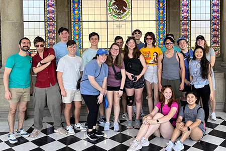 Students posing for a photo in Mexico City