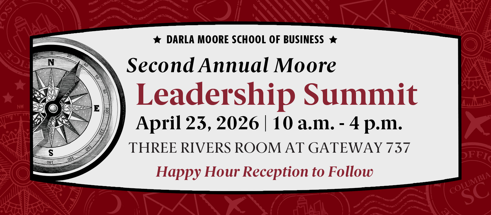 Moore Leadership summit, Thursday, April 23 from 10 a.m. to 4 pm. at the Three Rivers Room at Gateway 737