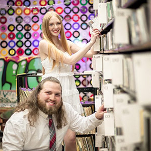Maddie Zediker and her fiance at the WUSC radio studio.